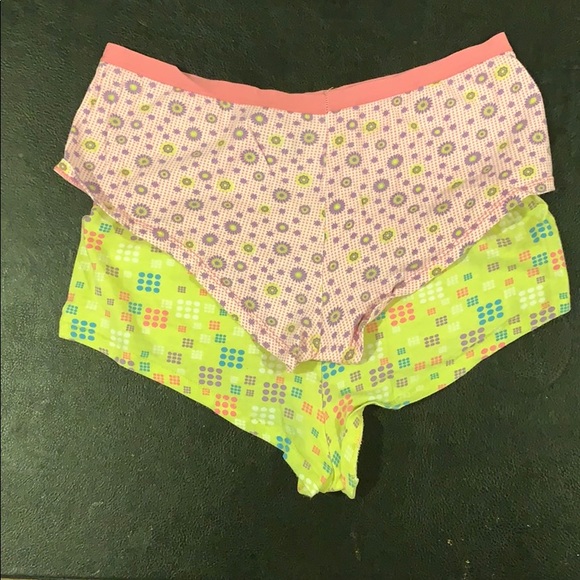 Set Of 2 Cotton Briefs Pink and Lime Green Pattern - Picture 2 of 3